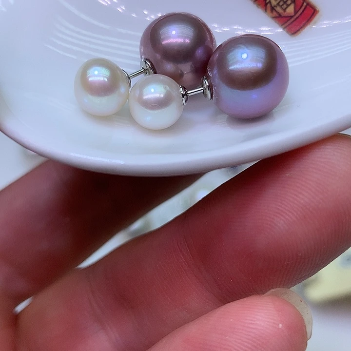 银S925镶嵌耳饰淡水珍珠