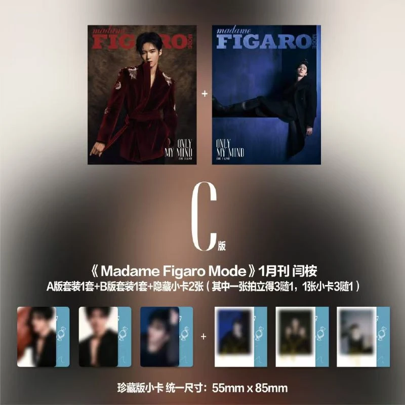 计入销量 费加罗Mode1月 闫桉封面官方C版:A+B封面+4官卡+2隐藏卡