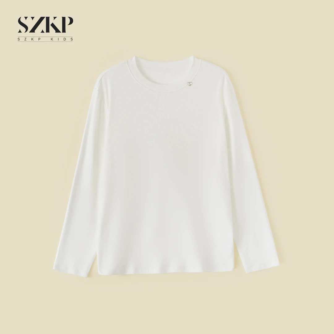 SZKP纯色透气t恤女童春季新款儿童长袖简约百搭上衣YNYC550728
