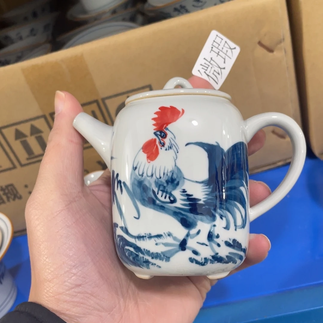 釉下手绘茶具微瑕