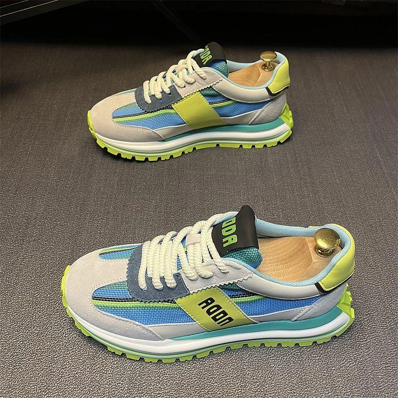 男鞋夏款透气百搭防滑彩色老爹鞋精神小伙休闲运动学生增高滑板鞋