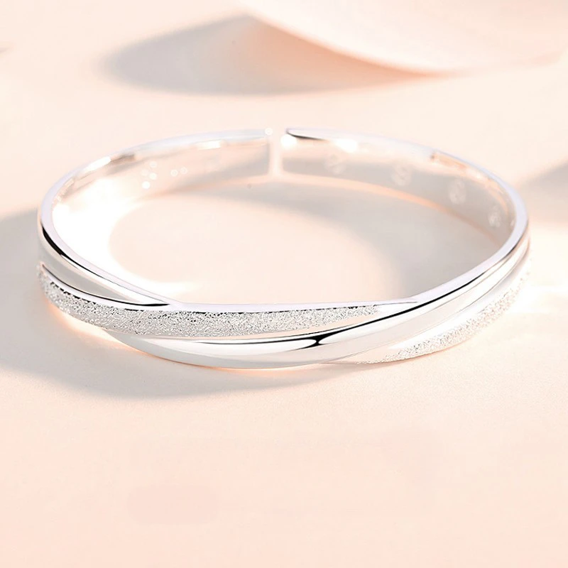 足银手镯 9999银手镯女轻奢小众精致年轻款高级银镯子ins风时尚