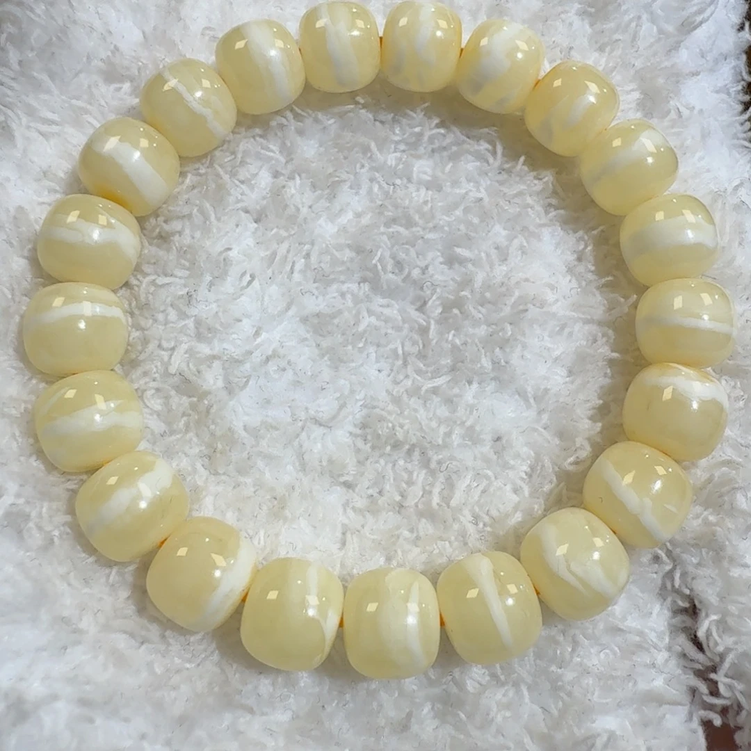 琥珀未镶嵌珠宝奇石10m焦皮同料一线天手串12.6