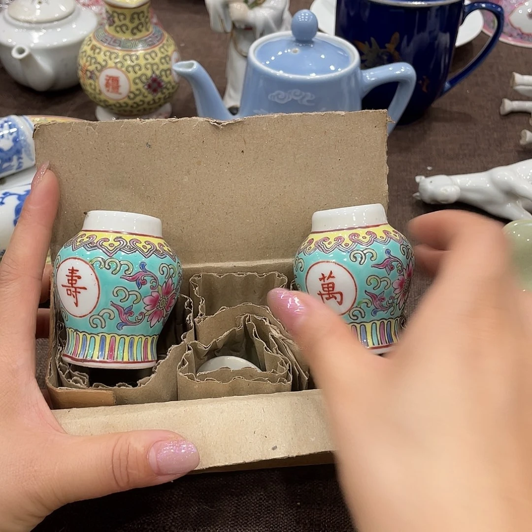 瓷片景德镇粉彩万寿将军罐