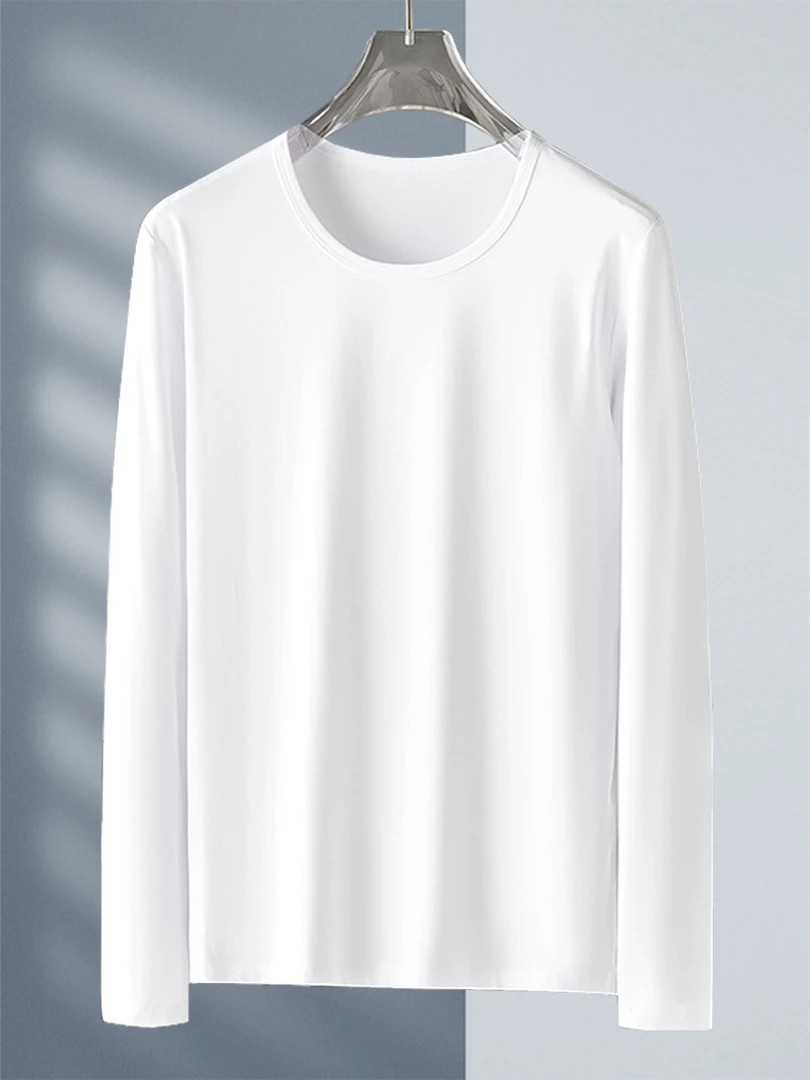 凯邦威莫代尔外穿白色打底衫男长袖T恤春衣服薄款新款春秋圆领