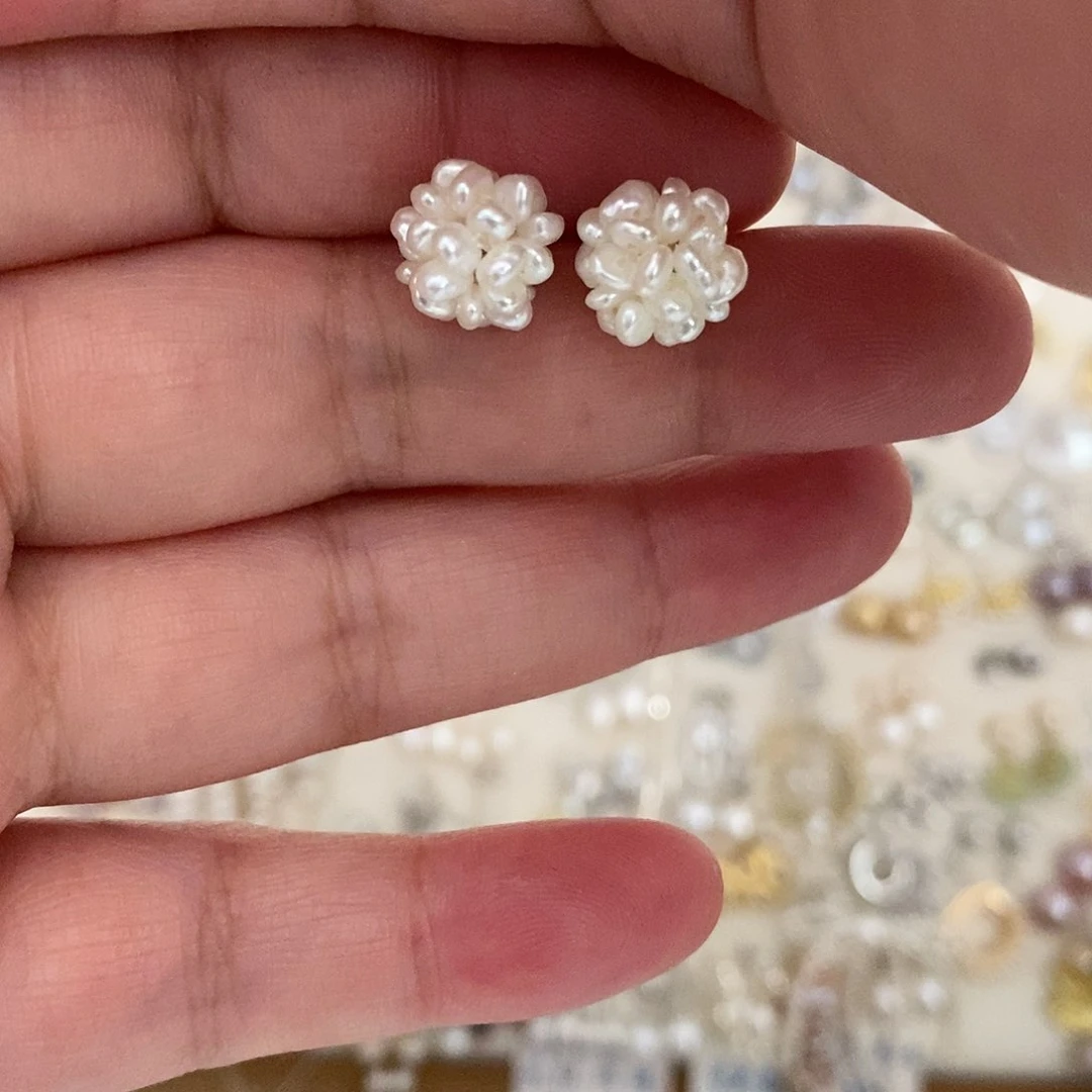 银S925镶嵌耳饰淡水珍珠