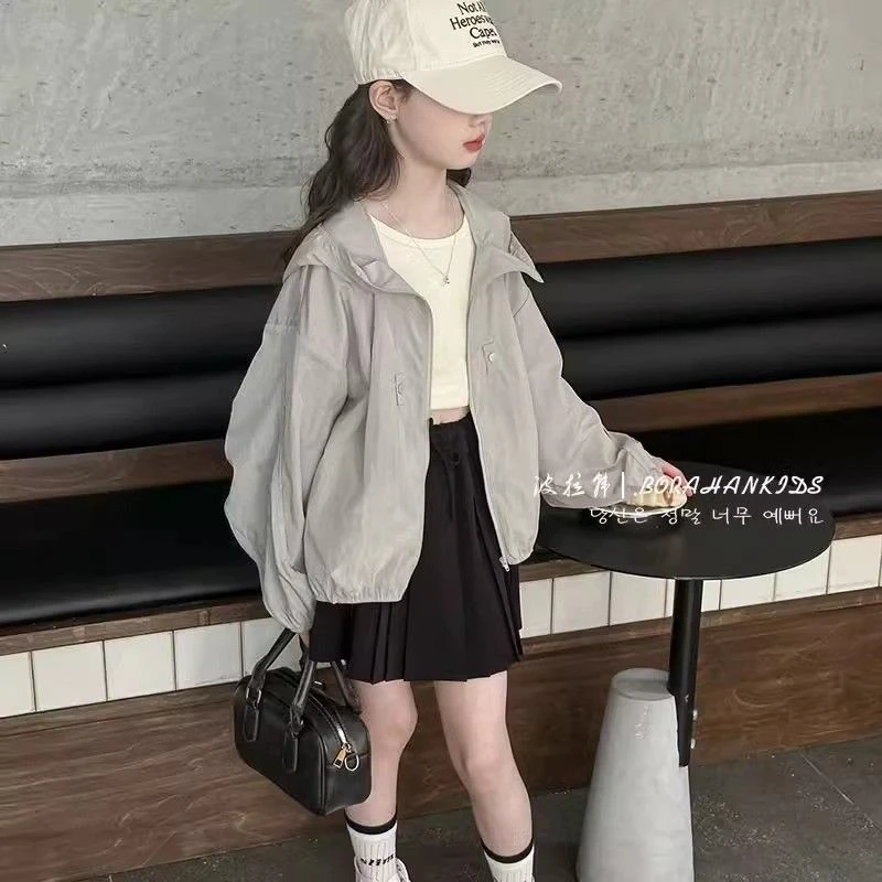 时尚连帽女童防晒外套新季韩版2025夏季轻薄透气
