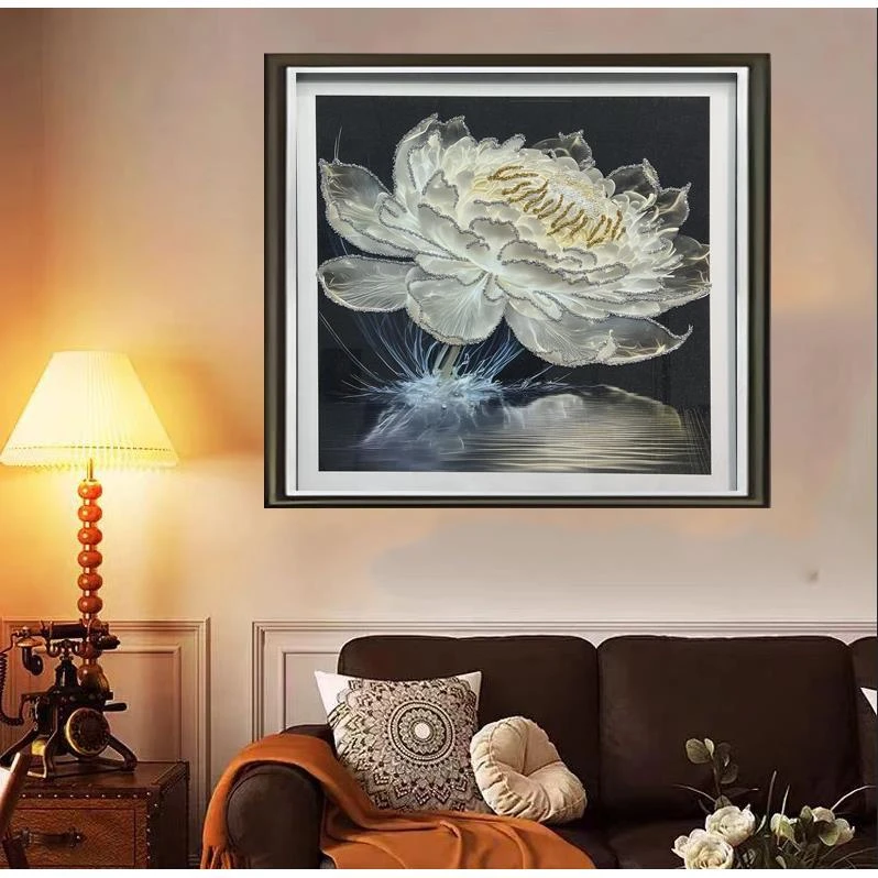 [喜宅家艺]DF279光影睡莲现代简约客厅卧室客厅走廊玄关装饰画