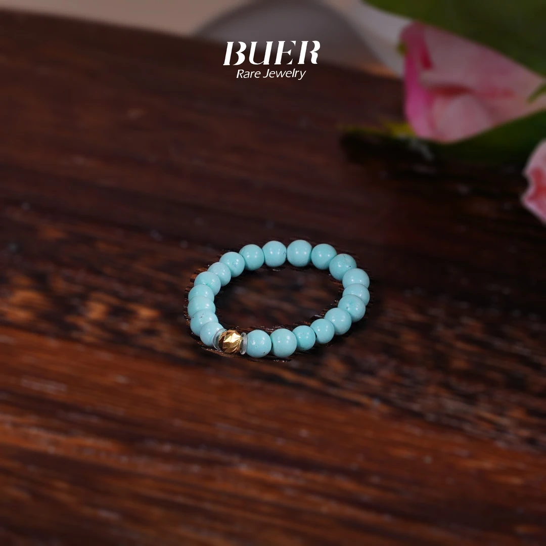 【不二】绿松18K金DIY小珠戒3mm±