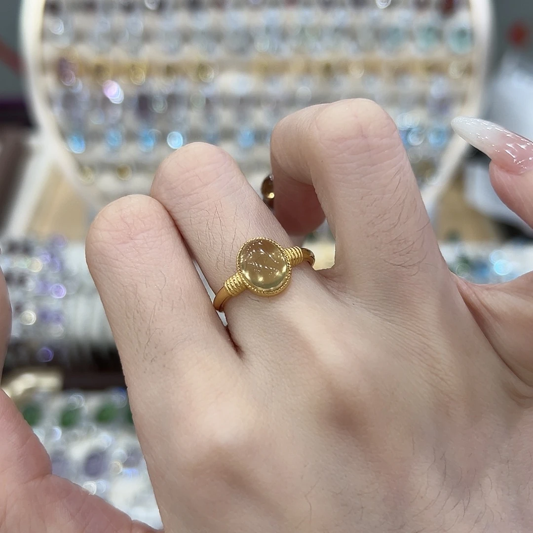 戒指黄晶银S925镶嵌