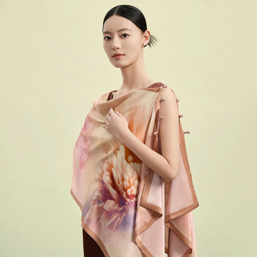 Wensli/万事利2025新品100%桑蚕丝披肩长巾-寻芳