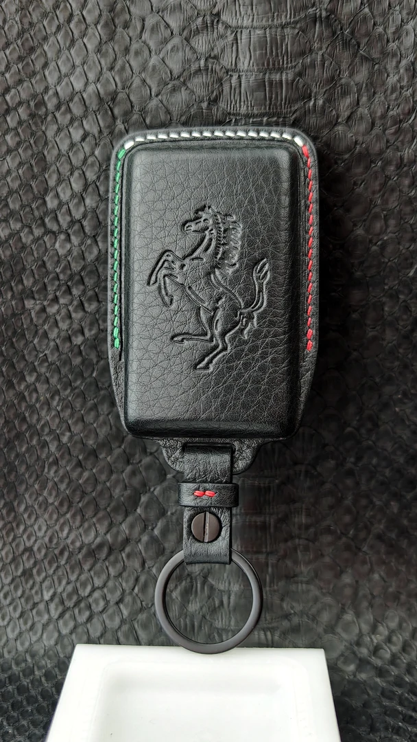 法拉利车钥匙壳 高奢喜马拉雅鳄鱼皮 经典黑
