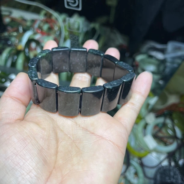 天然药王石手链可DIY平安无事牌风格百搭蛇纹石