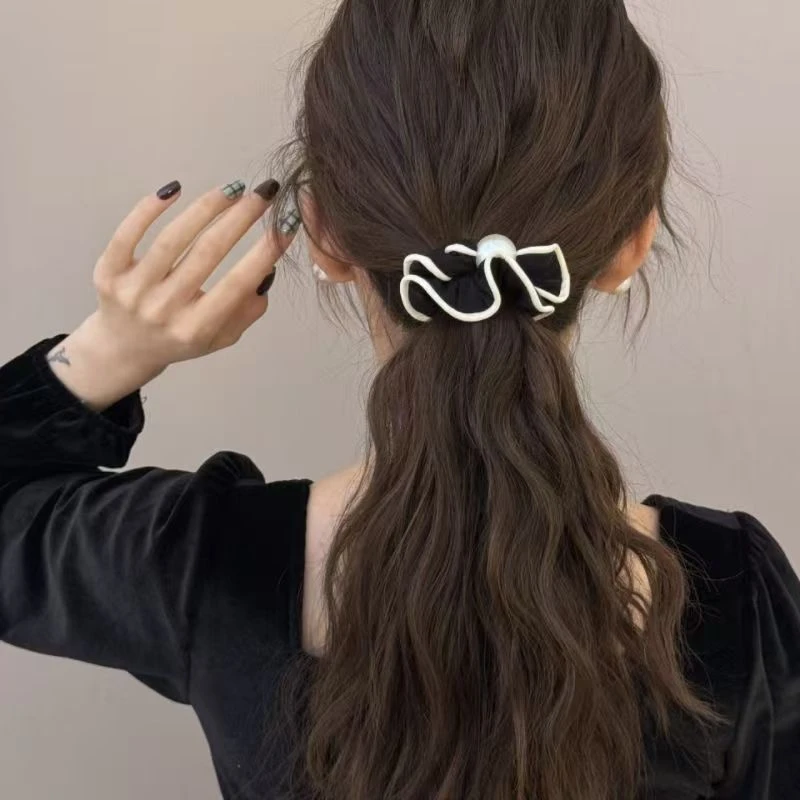 法式简约卷边小肠发圈气质百搭丸子头高弹力发绳时尚通勤发饰c8c