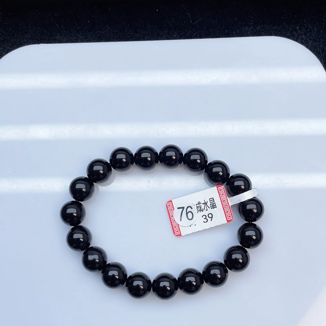 水晶手链未镶嵌黑曜石10mm+
