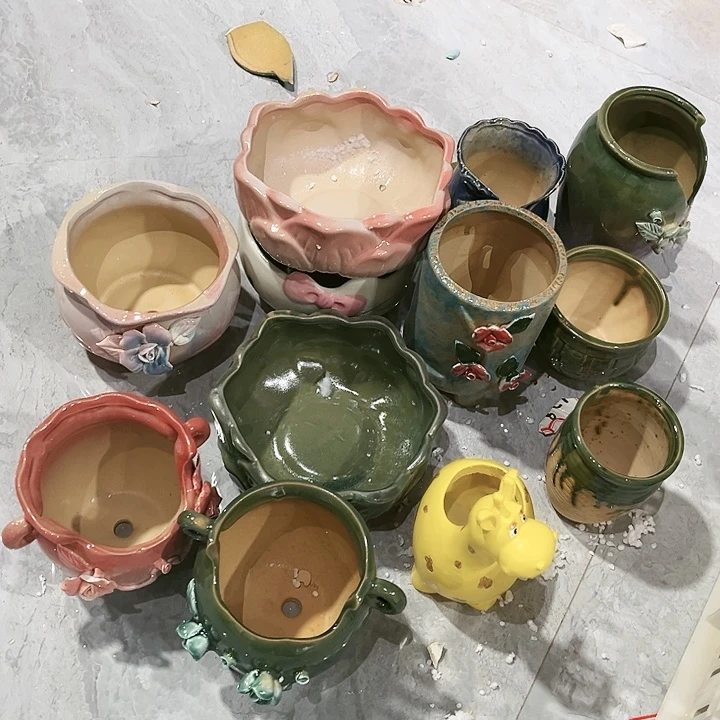 瓷片花盆多肉植物艺术品