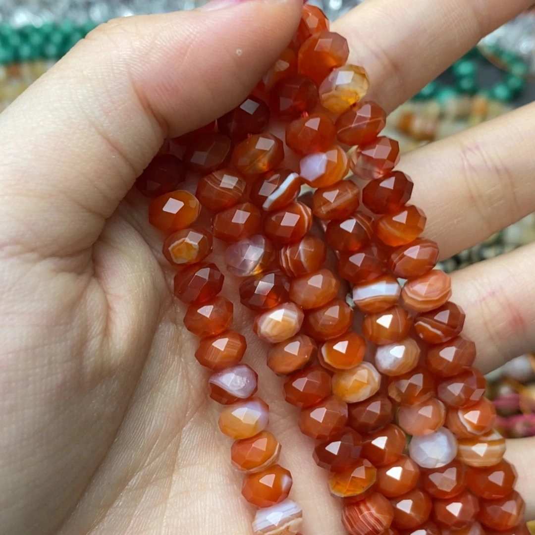 玛瑙/玉髓未镶嵌珠宝半成品橙波斯车轮切约8mm一条