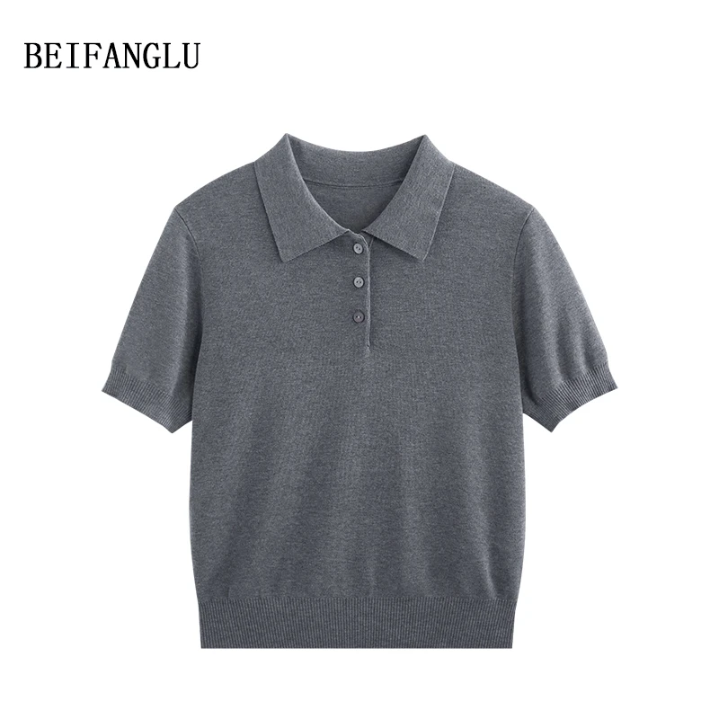 【老钱风智性穿搭】天丝三醋酯春夏气质POLO领针织短袖女6352