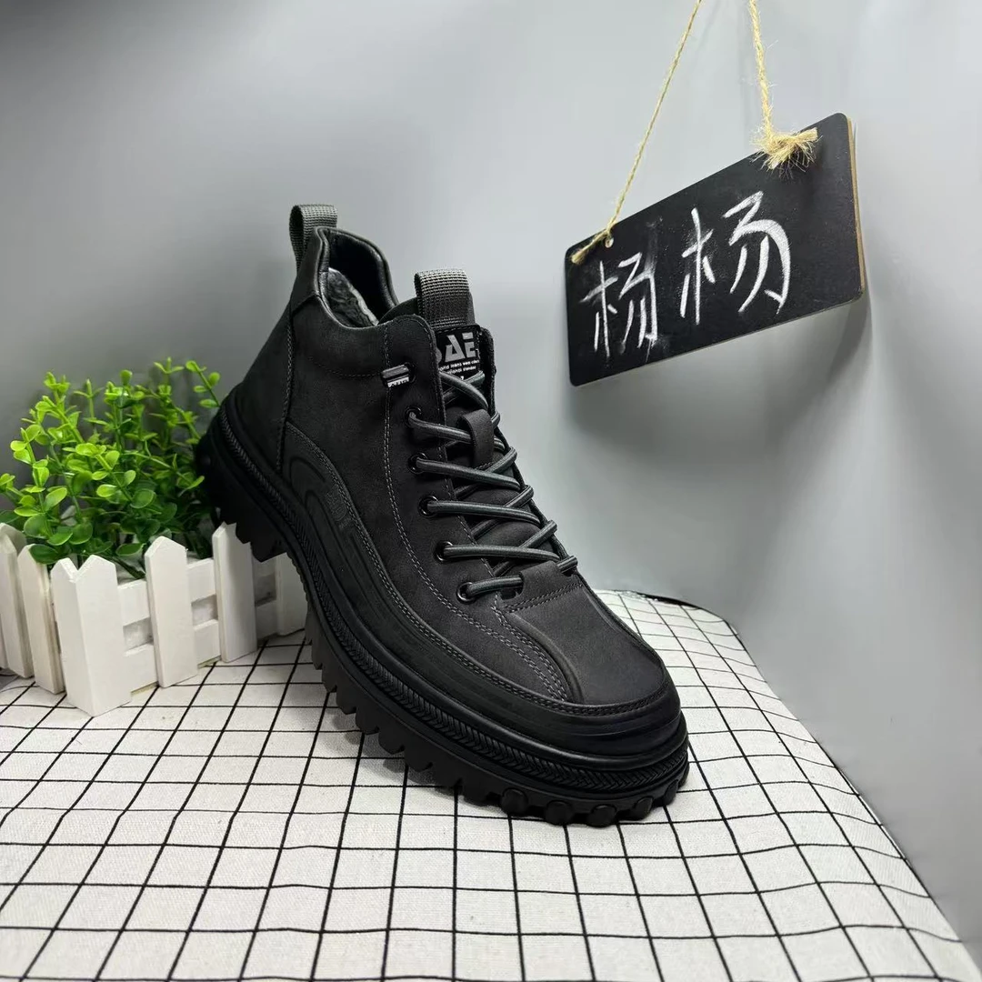2024高帮休闲皮鞋男士加绒工装马丁靴66655-8