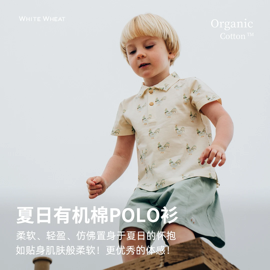whitewheat儿童2025夏季新款polo衫纯棉薄短袖WWBXG004