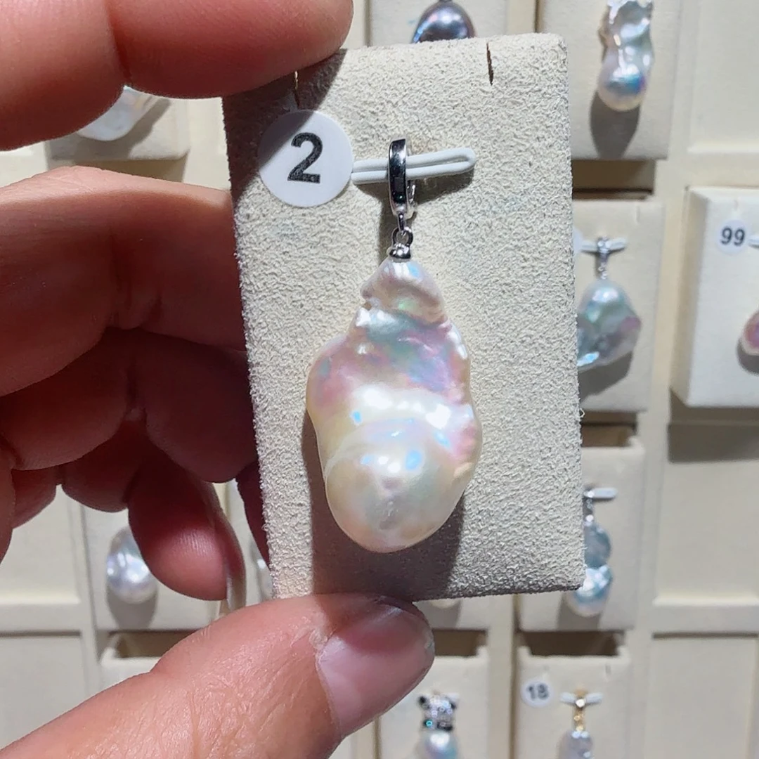 淡水珍珠银S925镶嵌吊坠(不含链)