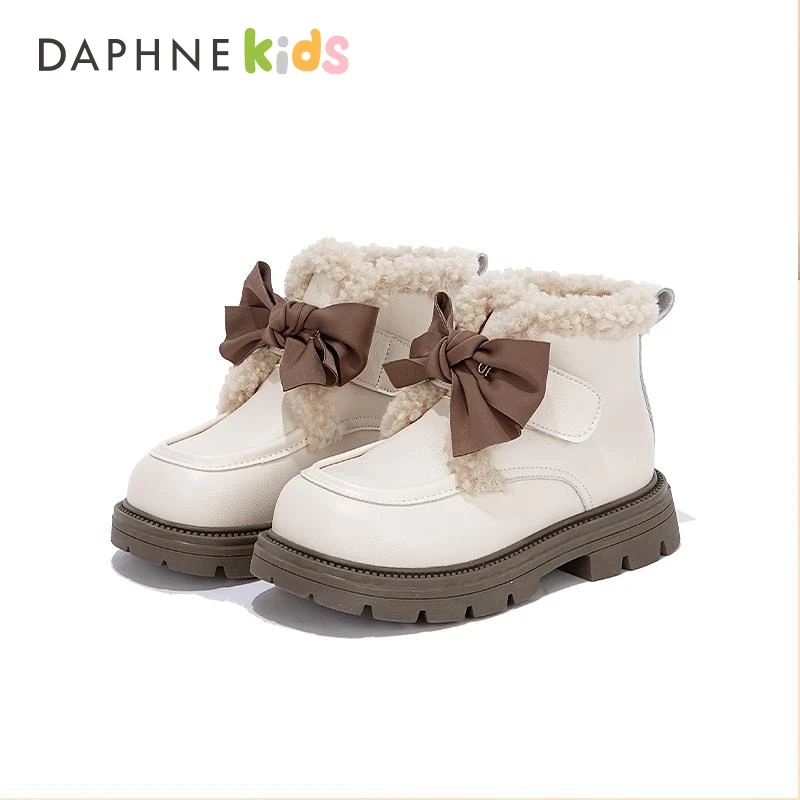 Daphne达芙妮儿童靴子女童马丁靴2024秋冬新款加绒加厚短靴638052