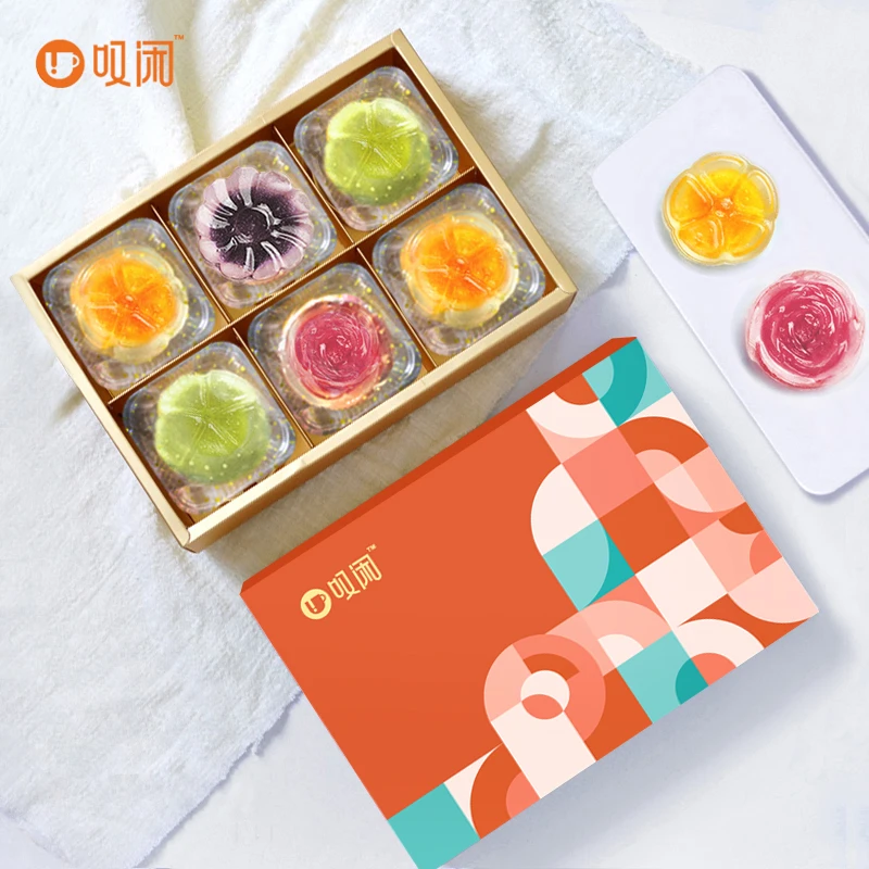 广式宫廷水晶月饼芒果水蜜桃多口味水果冰皮月饼中秋礼盒装