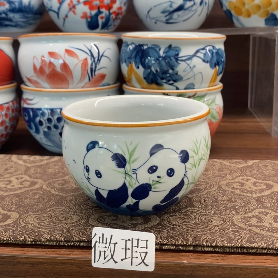 釉下手绘茶具微瑕