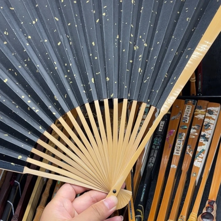 扇子18方玉竹黑撒金健健康康快快乐乐