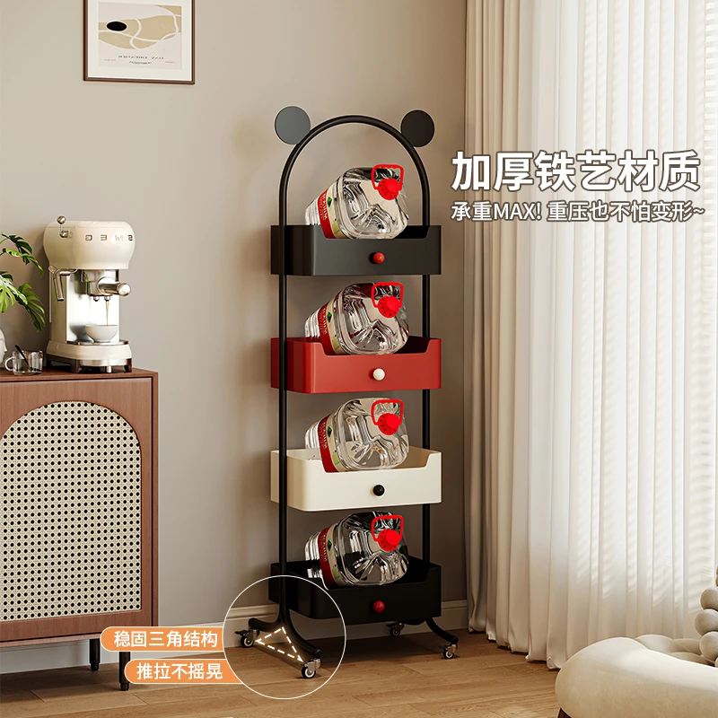客厅零食小推车置物架落地多层书架可移动厨房收纳架子带轮小窄柜