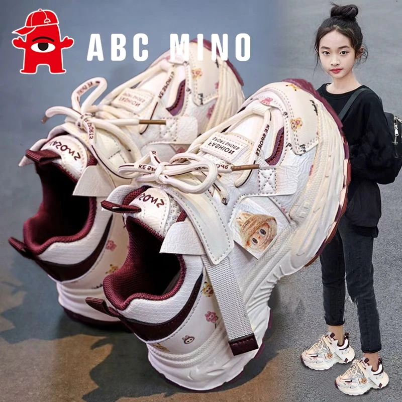 ABC MINO女童小白鞋2025秋季新款女孩运动鞋儿童百搭厚底老爹鞋潮
