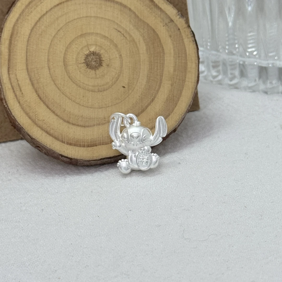 吊坠足银 空心史迪仔足银配件可爱卡通