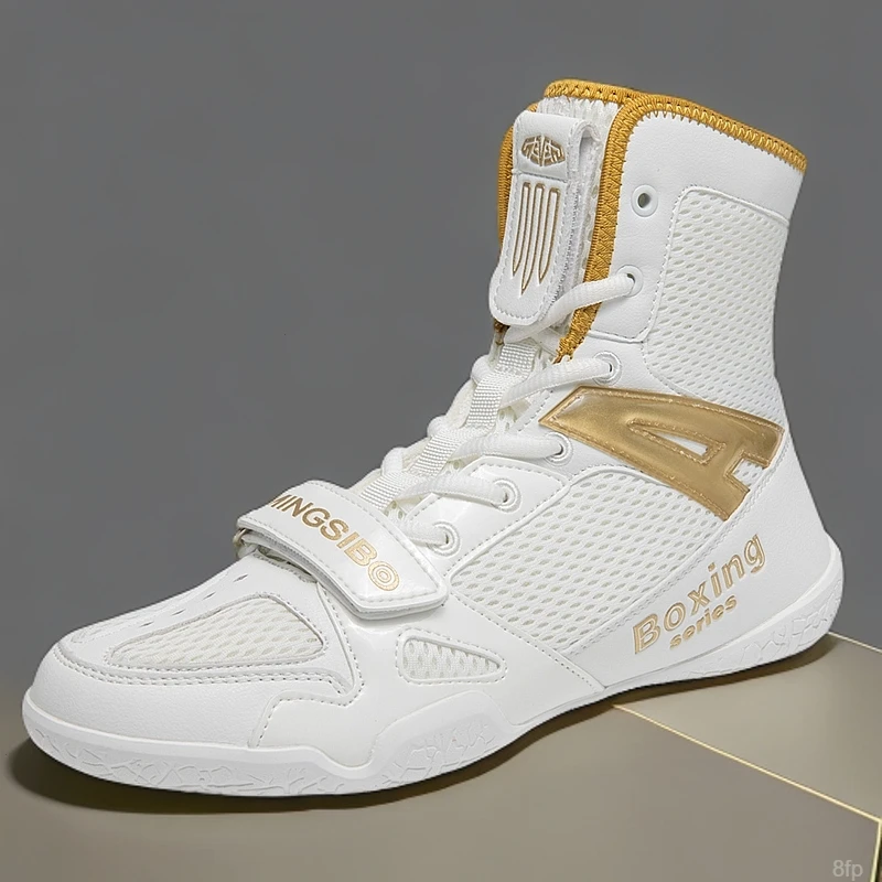 专业拳击鞋子保护脚踝男女摔跤鞋泰拳格斗散打训练比赛健身搏击鞋