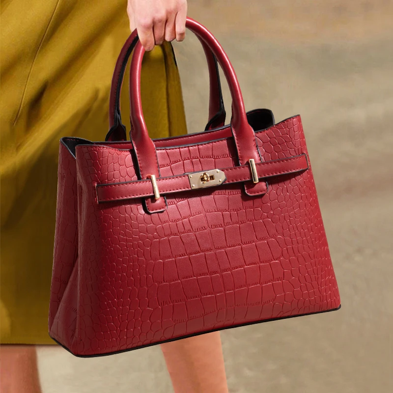 香港时尚女包鳄鱼纹手提包女士妈妈包高级感包包2025新款大容量包