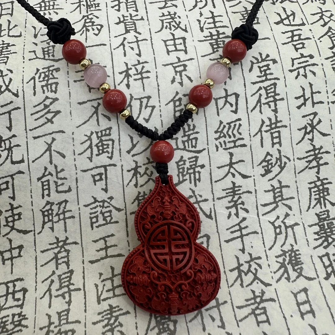 含辰砂工艺品高含量辰砂 水飞红砂镂空雕刻葫芦吊坠 支持NGTC国检