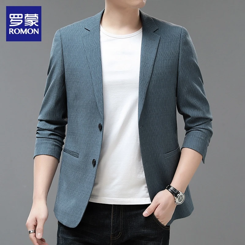 罗蒙高端轻奢男士西装外套2025秋季新款潮流痞帅商务休闲西服男装
