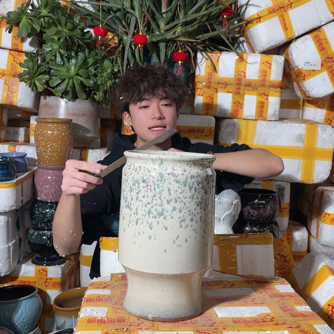 无铅玻璃宜兴紫砂花盆