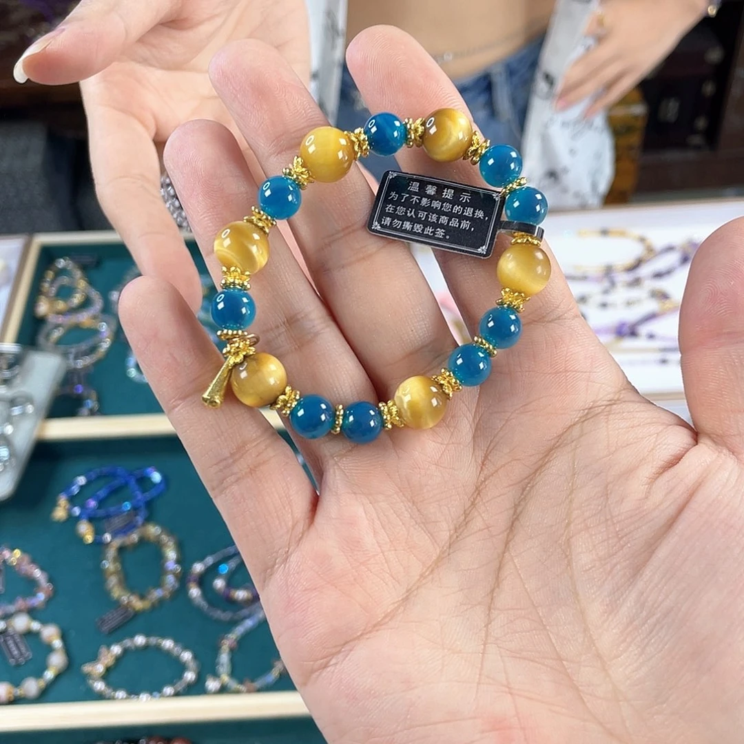 水晶手链银S925镀金镶嵌