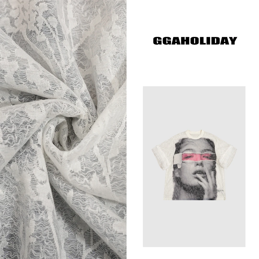 GGAHOLIDAY美式复古宽松休闲蕾丝拼接潮流百搭透气亲肤T恤-152298