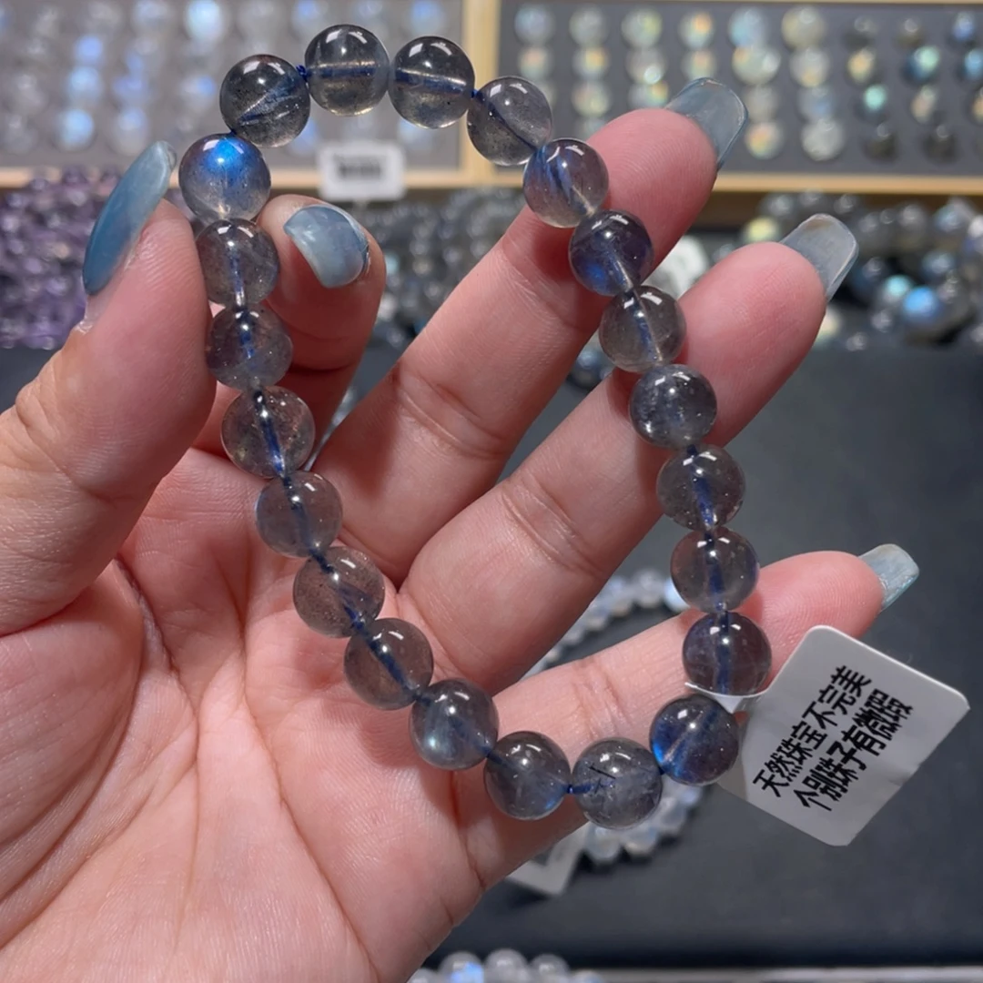 天****未镶嵌手链长石灰月光手链9mm
