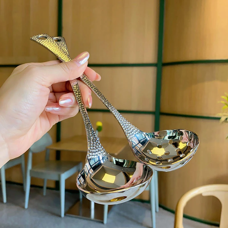 【2个装福利】质感不锈钢汤勺漏勺套装火锅盛汤勺子家用厨房