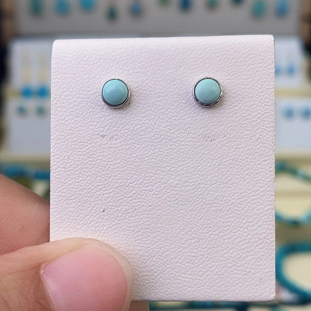 银S925镶嵌绿松石耳饰