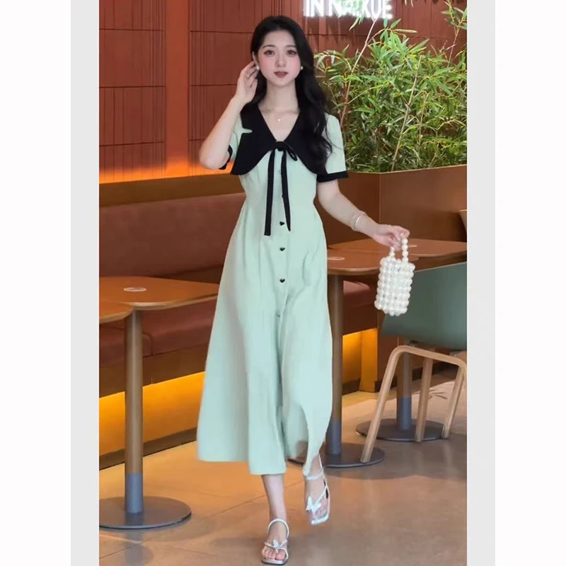 2025气质连衣裙香风夏季高级法式甜美富家领收显瘦裙子