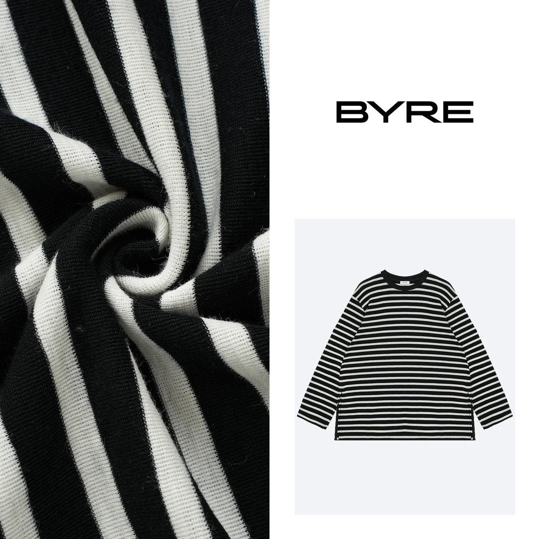 BY648 长袖圆领条纹毛衣【干洗】