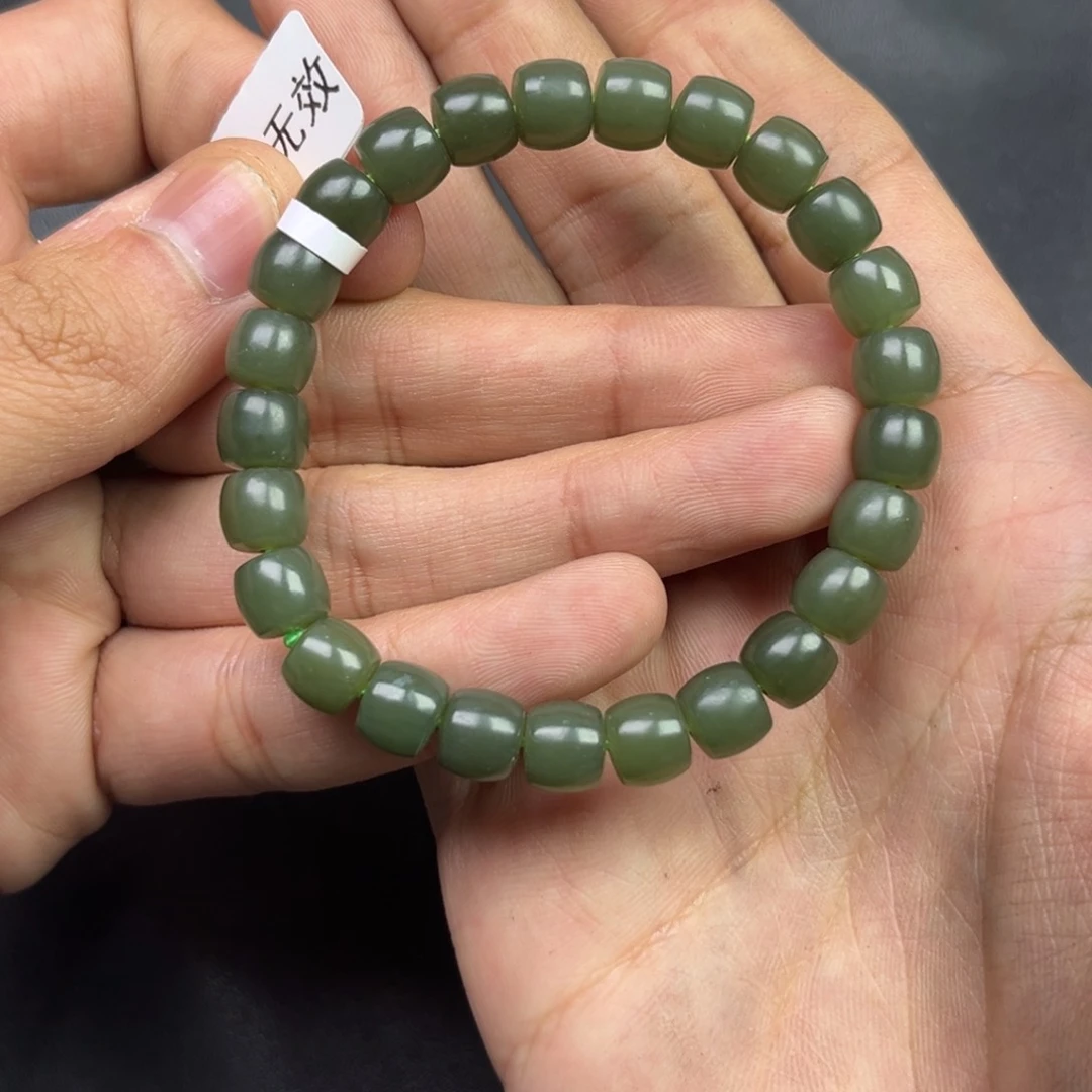 和田玉手链未镶嵌多样性钢板料直切珠卡8货头新疆青黄口