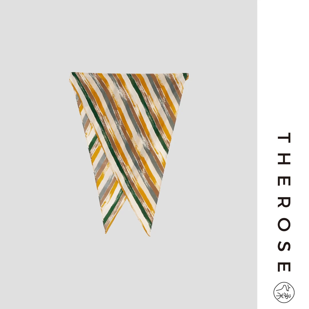 之柔【手绘油画】12姆米真丝双绉桑蚕丝长巾女士优雅菱形巾42*113CM