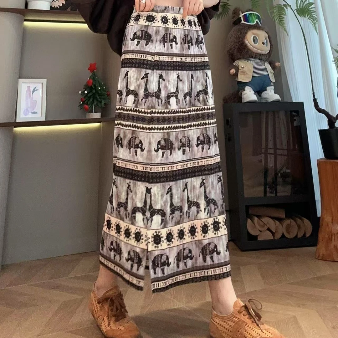 夏季长颈鹿褶皱压纹肌理感半身裙5-6-20