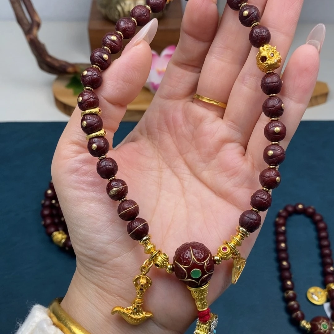 手串凤眼菩提手持金钉满配绿8.7