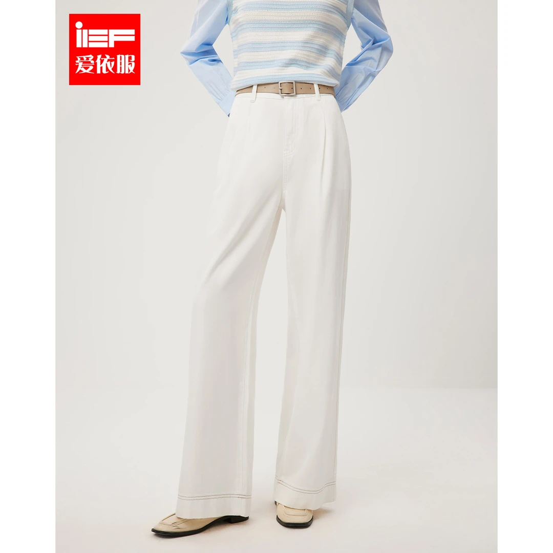 IEF/爱依服长裤2025秋季新款韩版简约纯色显腿长阔腿裤欧若风