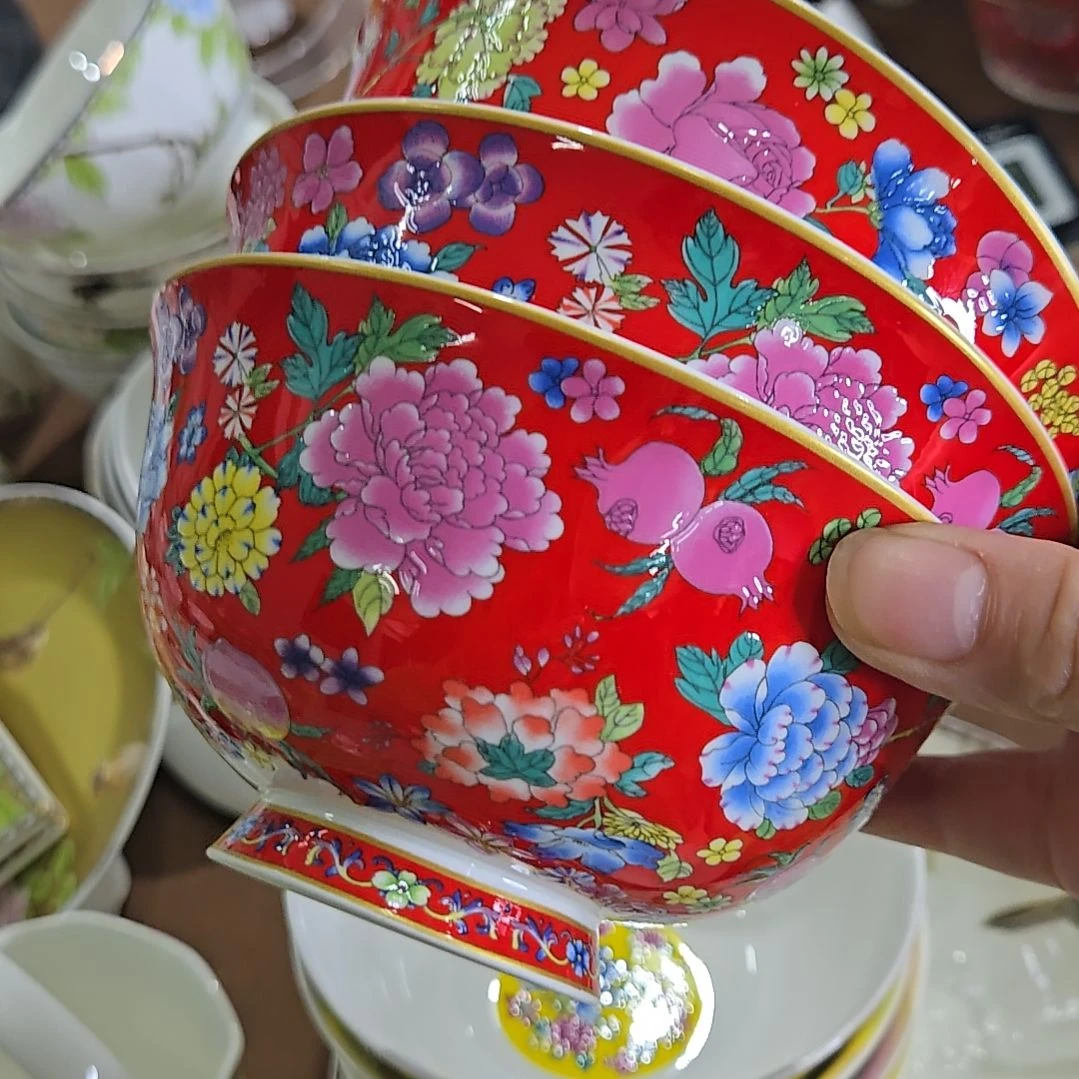 碗微瑕4.5寸10个珐琅彩万花66666